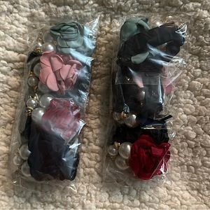 Flower & Pearl Hair Ties (8 pack)